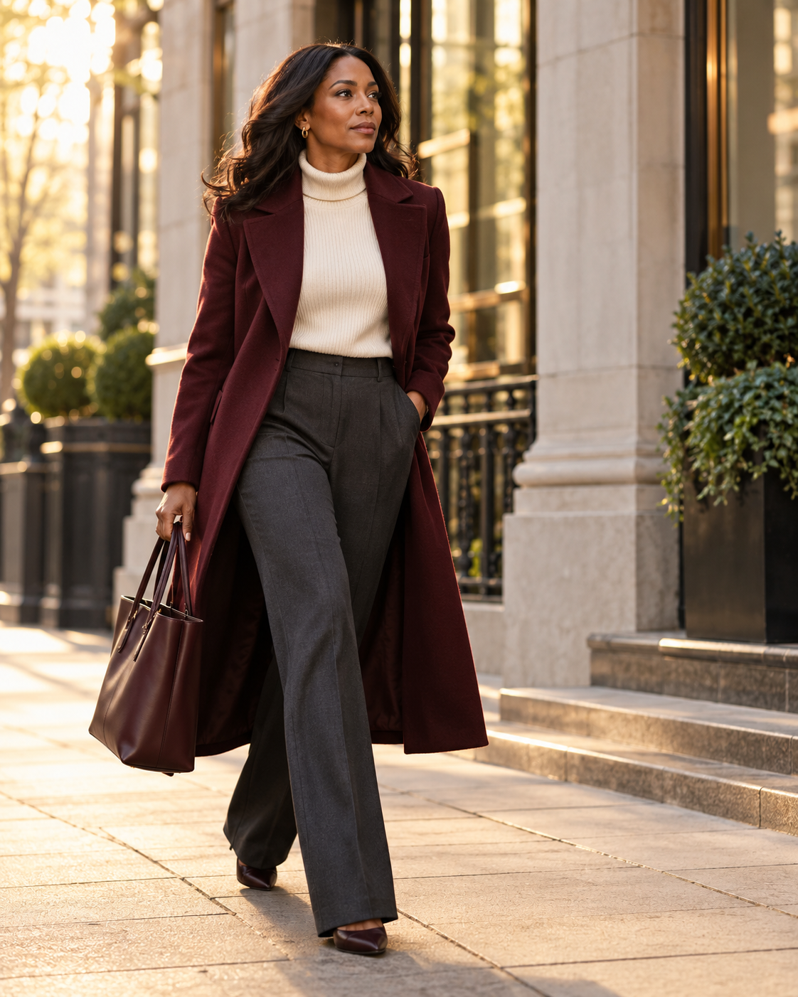 A woman moving forward with purpose after making a plan