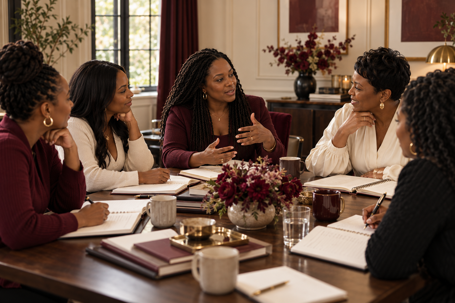 A small group sharing ideas around a planning table